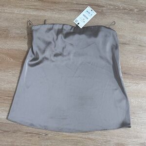 Zara Taupe Satin Tube Top
